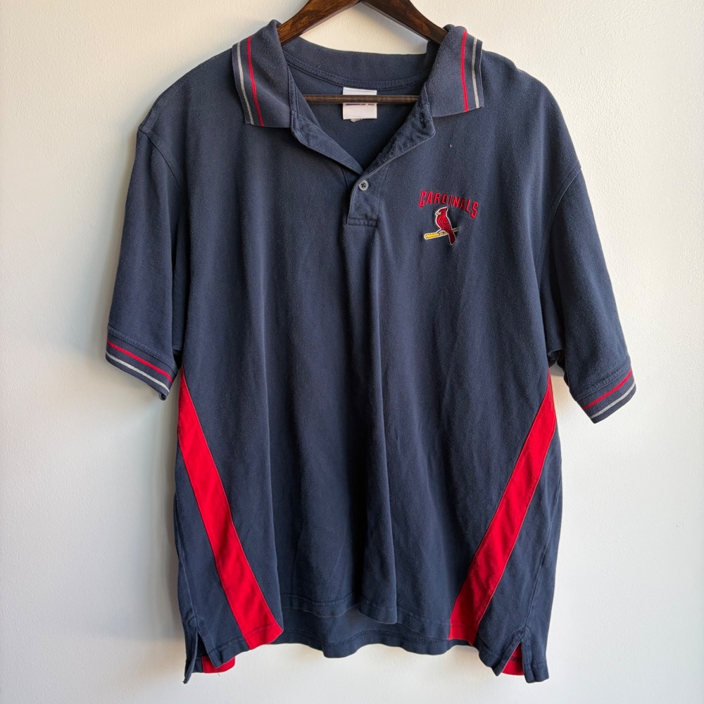 CSA St Louis Cardinals MLB Polo Shirt Navy Blue Red Mens XL